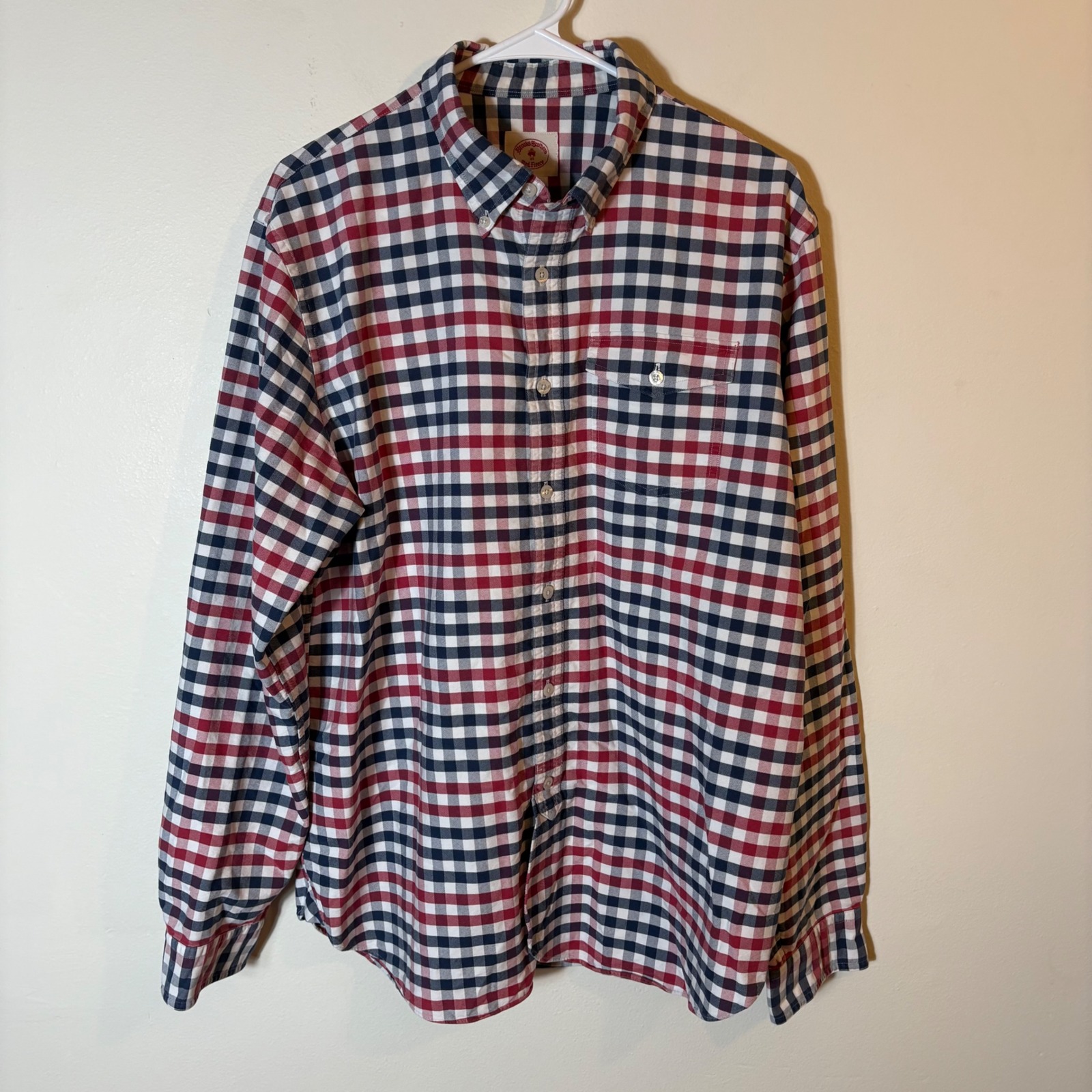 Brooks Brothers Red Fleece Xxl Mens Button Down Shirt Checkered Plaid